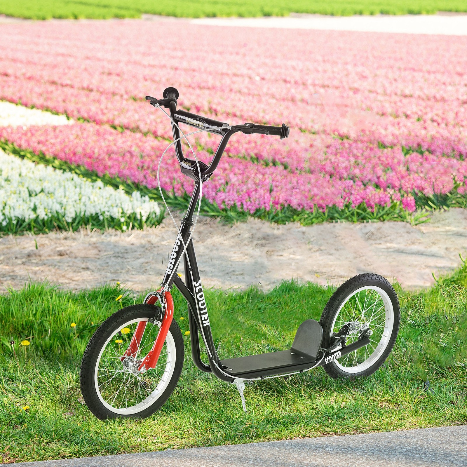 Youth Scooter Kick Scooter Front and Rear Dual Brakes, Black