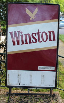 winston cigarette sign Vintage WINSTON Cigarette Sign Metal LARGE Double Sided RJ Reynolds Man  Cave