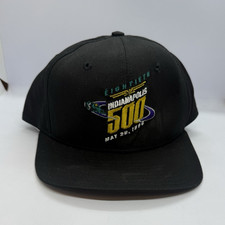 Vintage 1996 Indy 500 Snapback Hat USA Made Crowell Indianapolis Racing Cap Blac
