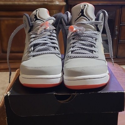 Jordan Air Jordan 5 Gray/Orange Leather Mid Top Sneaker US 7Y 440888-018