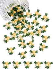 140 Pieces Mini Flower Patches for Clothes,Rose Lace Applique,Fabric Embroidery