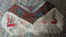 Fringed Native American Shawl Shoulder Wrap Red Paisley