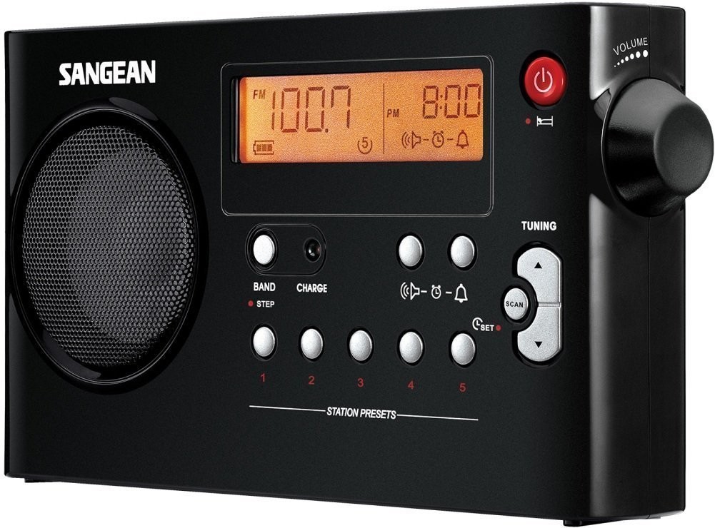 Sangean PR-D7BK FM/AM Digital Portable Radio, Black, 10 Pres