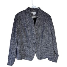 Liz Claiborne Plus Size 1X Tweed Jacket Blazer Black White Dark Academia Work