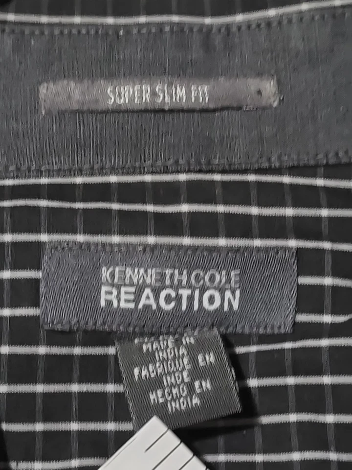 Mens Slim Fit Long Sleeve Dress Shirt Black White Stripe Size M Button Up Office - Image 2 of 4