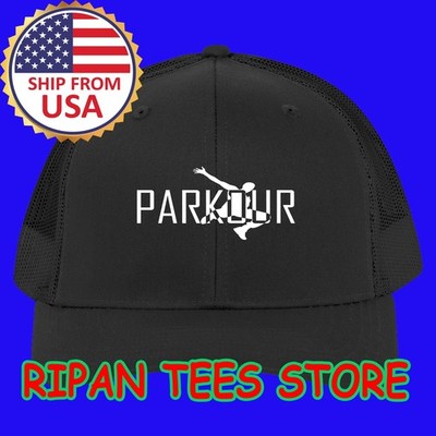 Parkour Sports Jump Run Black Trucker Hat Cap Adult Size