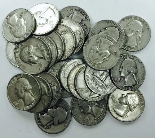 MIXED DATE AND MINT WASHINGTON QUARTER LOT*90% SILVER*28 COINS NR #P2466