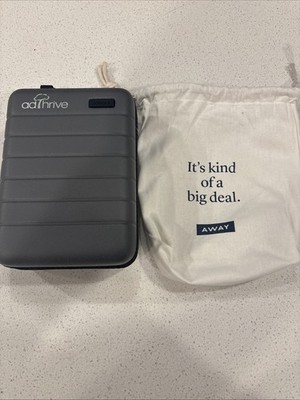 Away Mini Toiletries Hardshell Bag Gray With Adthrive Logo And Cloth Bag 