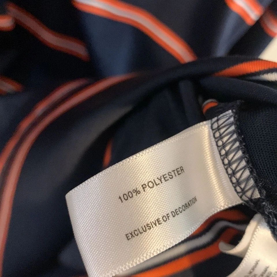 Polo a Rayas Azul Marino y Naranja Castaño Rojizo Tigres Talla XL Foto 4 de 4