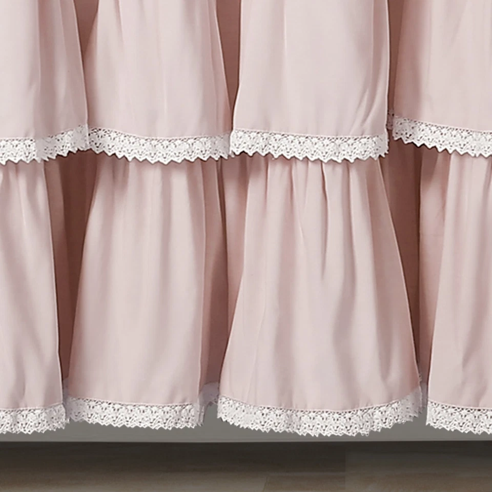 1 Cortina de Ducha con Volantes de Encaje, 72" x 72", Rubor, 72" W x 72" L Foto 3 de 4