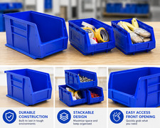 20 x Plastic Pick Bins Small Parts Storage Boxes Workshop Picking Bin