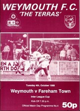 Weymouth v Fareham Town 04/10/88 Premier Inter League Cup