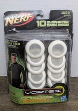 Nerf Vortex Disc Refill Pack 10 Glow In The Dark Discs 2012 Toy Hasbro NEW NOS