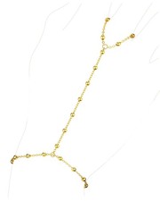 Dainty Hand Chain Bead bracelet 14K Gold Plated Beaded adjustable, Gold-01