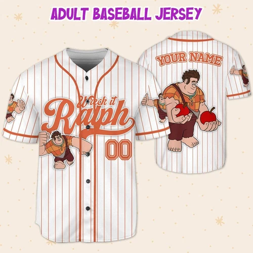 Custom Disney Wreck it Ralph Simple Stripe, Custom Baseball Jersey