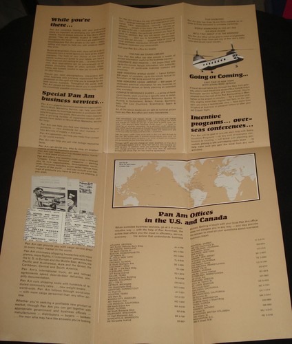 1960s PAN AM BUSINESS WORLD AIRLINE FOLD OUT BROCHURE 1966 - Picture 4 of 4
