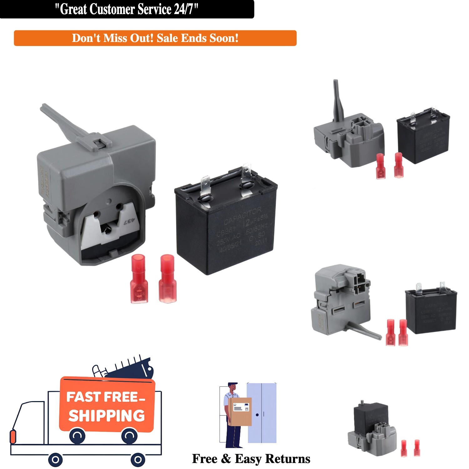 Compact W10 Compressor Relay & Overload for Efficient Refrigerator Operation-image