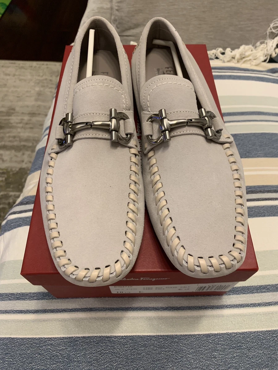 New Auth Salvatore Ferragamo Parigi Tan Beige Men Driver Mocassin Shoe 10.5 695