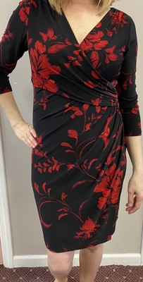ralph lauren red floral wrap dress