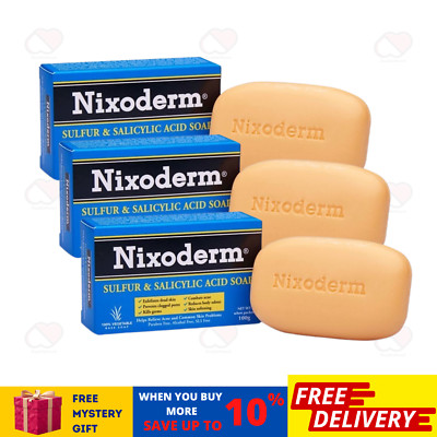 3 Packs of NIXODERM Sulfur & Salicylic Acid Soap 100g - Acne/Common Skin Problem