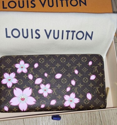 Auth LOUIS VUITTON × Takashi Murakami Zippy Wallet Cherry Blossom