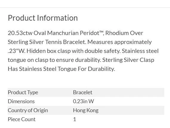 Pulsera Peridoto Verde Rodio Sobre Plata de Ley 20.53ctw Foto 2 de 4