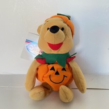 Winnie the Pooh Pumpkin Costume Plush Disney Mini Bean Bag Stuffed Animal 8"