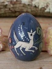 Egg White Coyote Flowers Handmade Clay Hand Painted by Medrano Mexican Folk Art