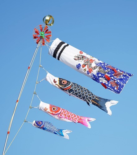 KOINOBORI Japanese Carp Streamer 4pc Set for Boy Children´s Day Celebration