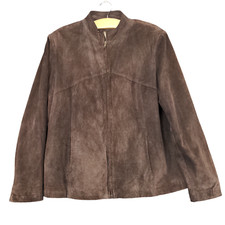 Modern Essentials Women's Genuine Leather Jacket Brown Medium Full Zip
