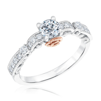 1/2Ct White Round Cut CZ Floral Engagement Wedding Ring In 925 Sterling Silver