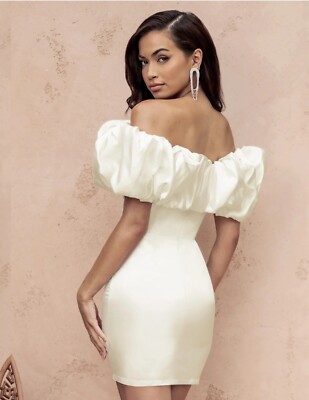 Club L NWT Cream Bardot Extreme Ruffle Corset Style Mini Dress Size 12 | eBay Club L NWT Cream Bardot Extreme Ruffle Corset Style Mini Dress Size 12 | eBay