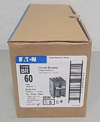 (5) EATON BR260 Circuit Breakers 60 AMP 2 Pole Type BR *NEW IN BOX* FREE SHIP