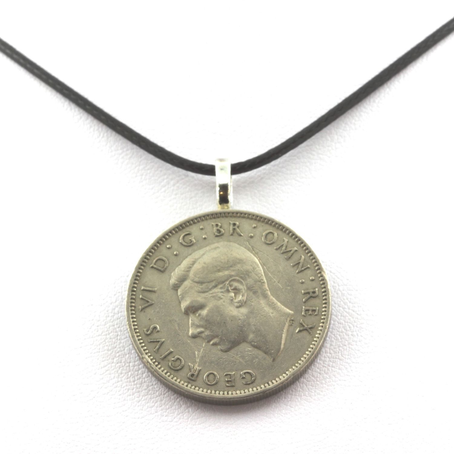 Collier pièce de Royaume-Uni 2 shillings George anti-noircissement, bijou en argent massif durable