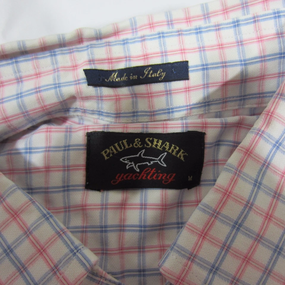 Men's PAUL & SHARK YACHTING L/S Checkered Multi Dress Shirt Sz M Made in Italy - Image 3 of 4