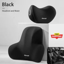 Car Neck Cushion Memory Foam Set - Neck & Lumbar Support for Car Seats