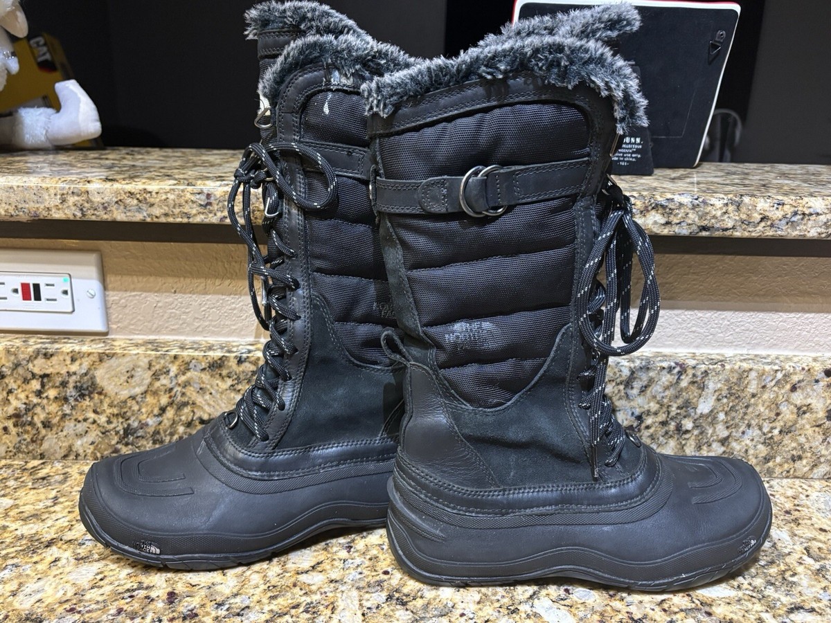 The North Face Insulated Faux Fur Winter Snow Boots Black 616273