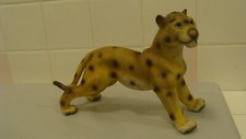 Vintage Ceramic/Porcelain LEOPARD Figurine 9" long, made in Japan