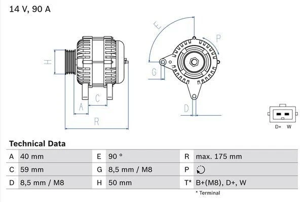 For VW - Golf MK3 1.9 1.8 1.4 2.0 1991-1997 Bosch 3837 Alternator 0986038370 - Image 3 of 4