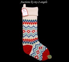Pottery Barn Kids MULTI ZIG-ZAG MERRY  BRIGHT Christmas Stocking NO MONO / NAME