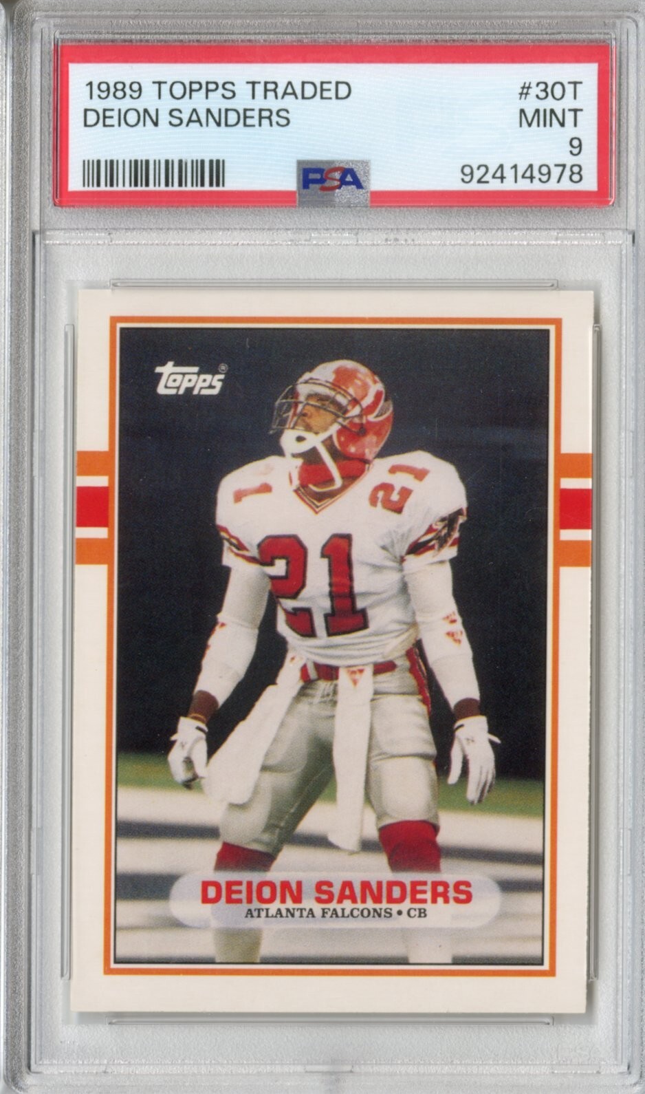 1989 Topps Traded Football Deion Sanders RC #30T PSA 9