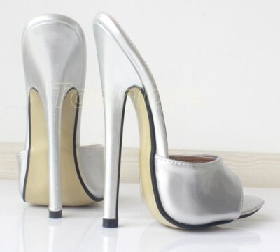 Women Man 7“ EXTREME Heel Stilettos Peep Toe Mules Sandals