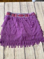NEW JUSTICE GIRLS NEON SIZE 10 Aztec BEADED WAIST FRINGE MESH/KNIT SKIRT/SKORT