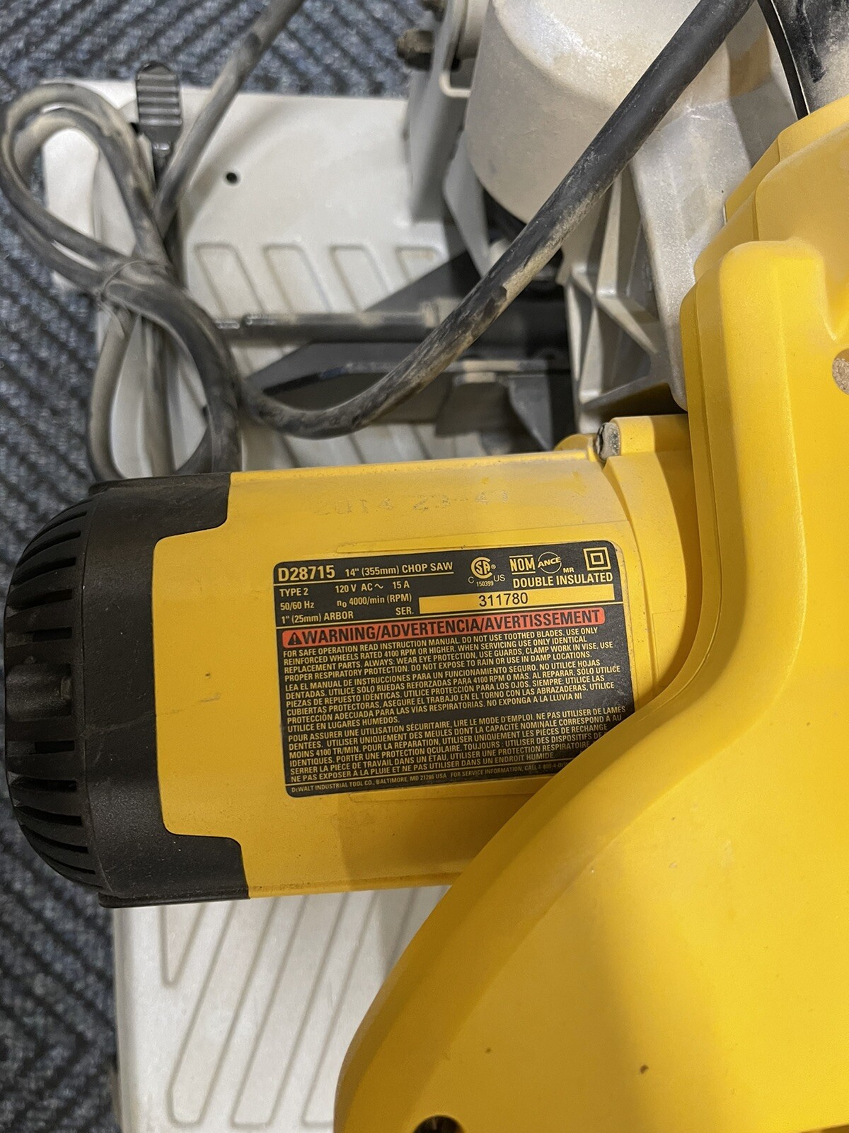 DeWALT D28715 14" Chop Saw + with Quick Change Keyless Blade LOCAL PICK UP eBay