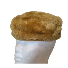 Vintage Ladies Hat Faux Fur Pillbox Hat Gold Blonde Tan