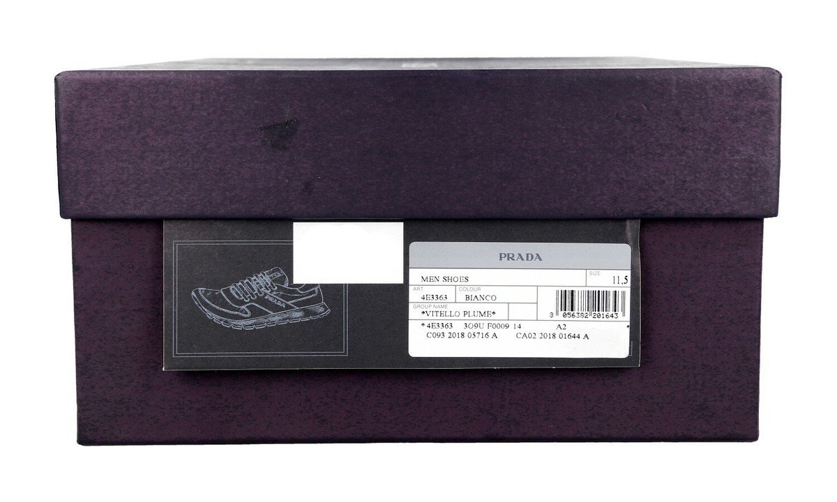 PRADA MATCHRACE SNEAKERS SHOES 4E3363 WHITE LEATHER NEW US