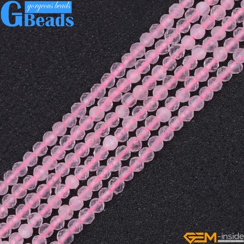 Natural Rose Quartz Gemstone Polished Faceted Round Beads for Jewelry Making 15" - Picture 19 of 37