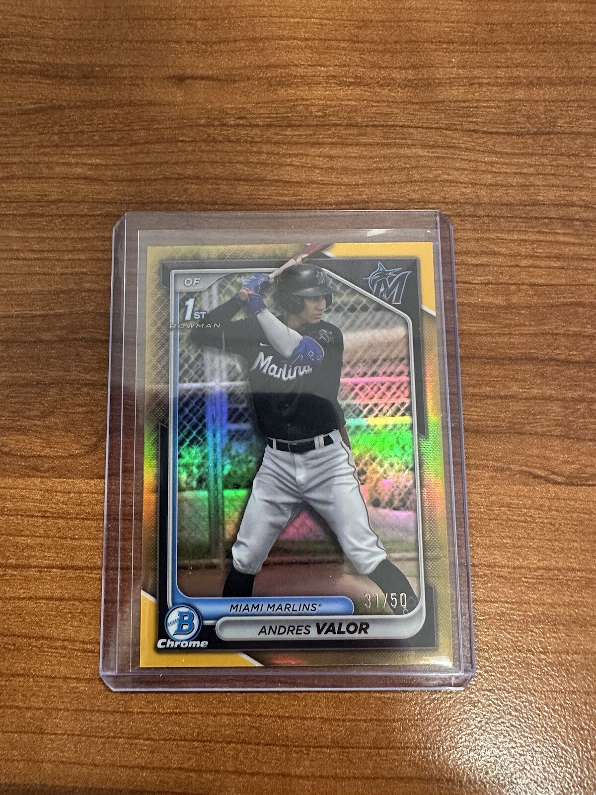 2024 Bowman Chrome 1st ANDRES VALOR Prospect Gold Refractor /50 - Miami Marlins