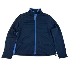 Oleg Cassini Sport Blue Activewear Jacket/Vest Removable Zip Sleeves Sz L Poly