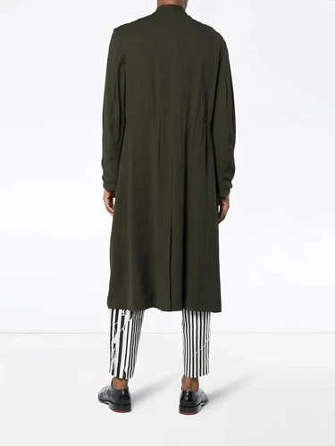 *NWT* HAIDER ACKERMANN AZURITE SILK JERSEY LONG COAT $3,000 (GREEN/KHAKI 48) image 12